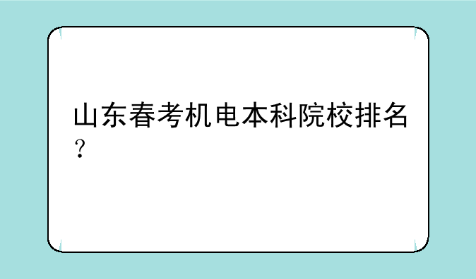 山东春考机电本科院校排名？