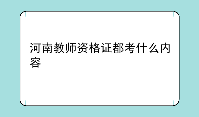河南教师资格证都考什么内容