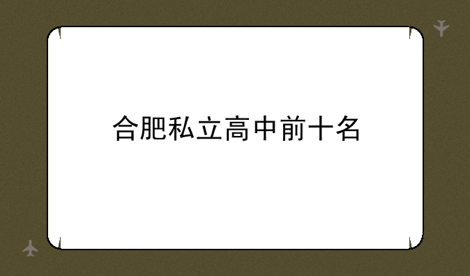 合肥私立高中前十名