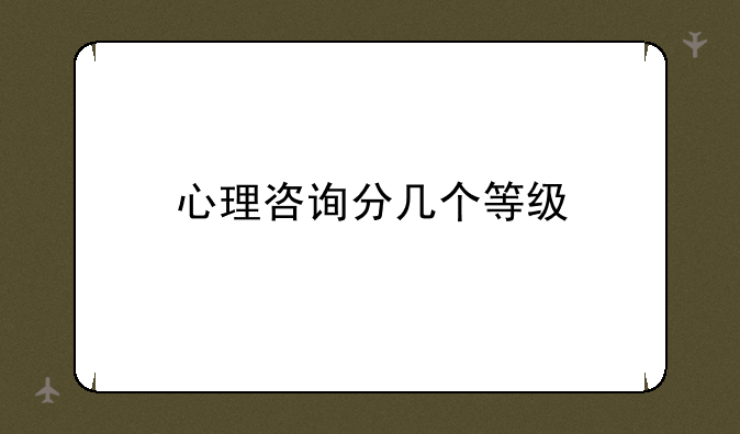 心理咨询分几个等级