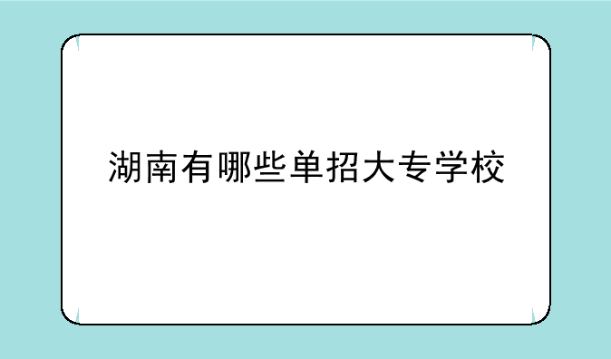 湖南有哪些单招大专学校