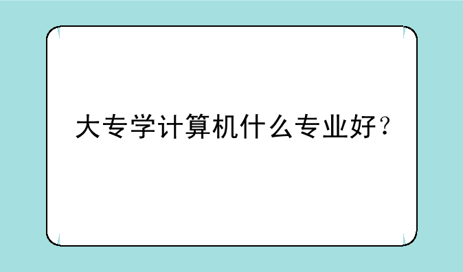 大专学计算机什么专业好？