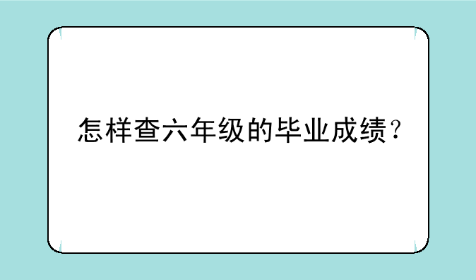 怎样查六年级的毕业成绩？
