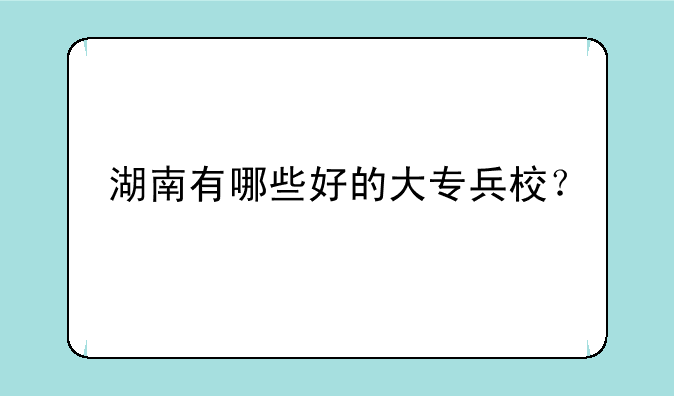 湖南有哪些好的大专兵校？