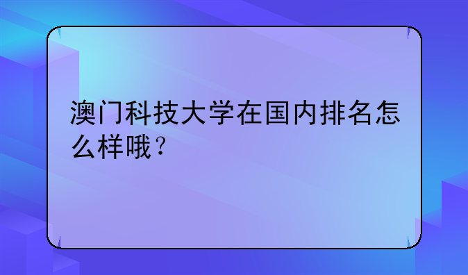 澳门科技大学在国内排名怎么样哦？