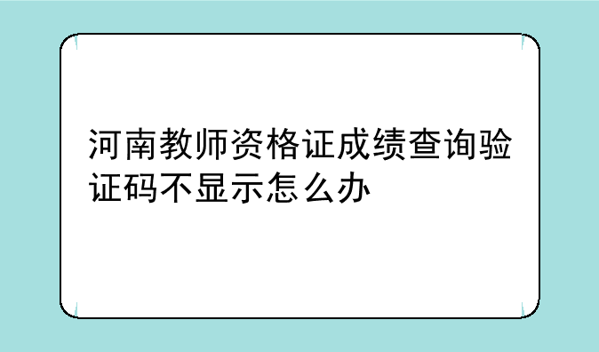 河南教师资格证成绩查询验证码不显示怎么办