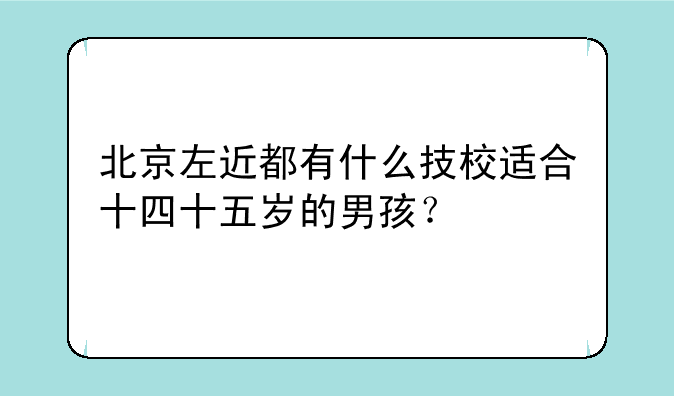 北京左近都有什么技校适合十四十五岁的男孩？