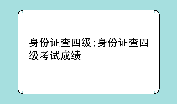 身份证查四级;身份证查四级考试成绩