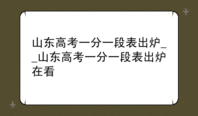 山东高考一分一段表出炉__山东高考一分一段表出炉在看