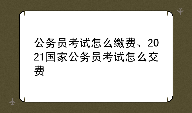 公务员考试怎么缴费、2021国家公务员考试怎么交费